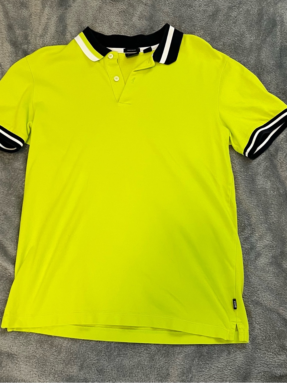 Hugo Boss Neon Yellow Polo with Black & White Trim